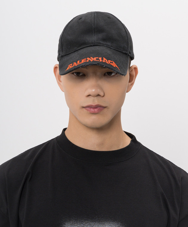 Balenciaga Черная кепка с принтом логотипа A001UQ410B2 изображение 2