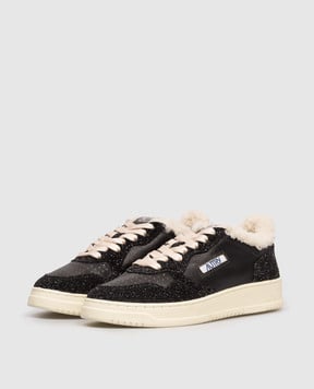 AUTRY Черные кожаные кроссовки Medalist Low на меху AULWTX06