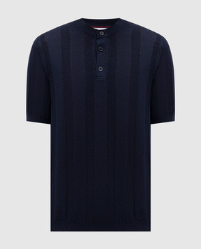 Brunello Cucinelli Синяя футболка с леном M2L707801