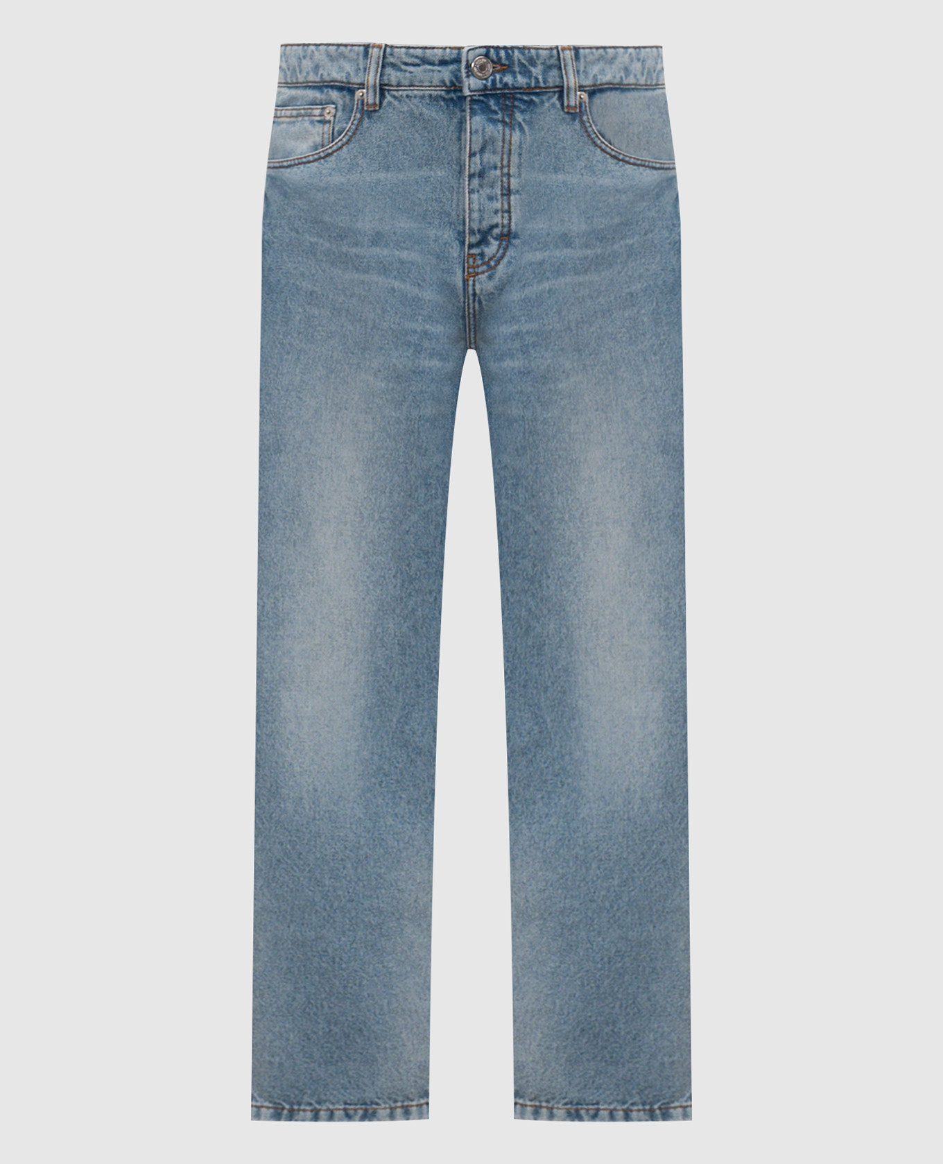 

Голубые джинсы с эффектом потертости, Голубой, Зауженные джинсы