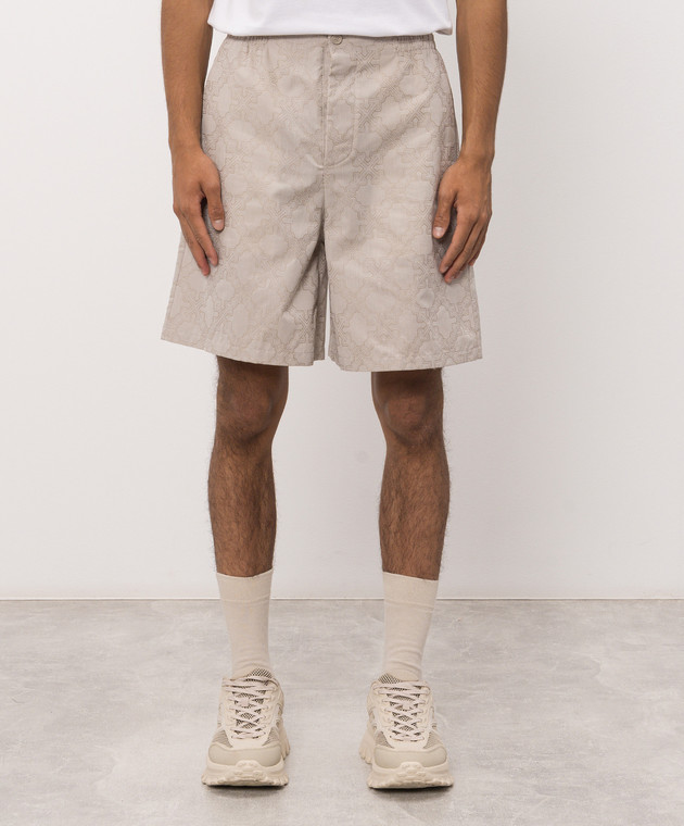 Off-White Бежевые шорты в эмблемы шаблон 44MCB09KF26F002 изображение 3