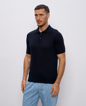 Brunello Cucinelli Синее поло с шелком MNB805405