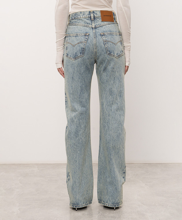 Vetements Голубые джинсы с вышивкой логотипа MH27DJ079LB изображение 4
