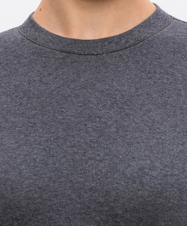 Brunello Cucinelli Серый лонгслив с цепочкой мониль MPTC8BJ300 изображение 5