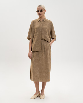 BOBOUTIC Коричнева сорочка із шовком 5041