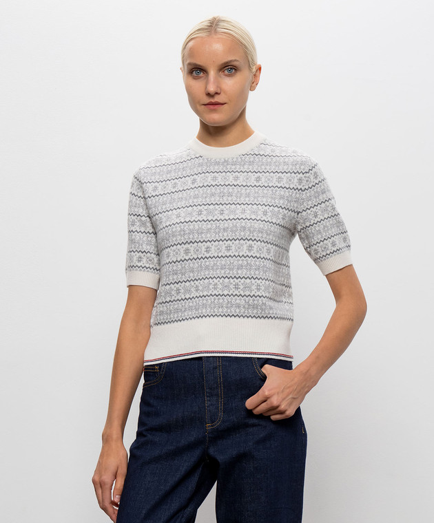 Thom Browne Топ цвета айвори из шерсти в узор FKA529AY1007 изображение 3