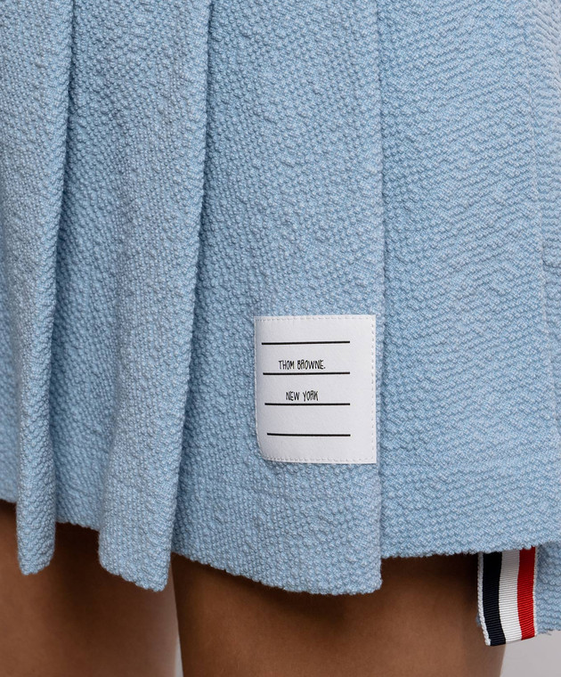 Thom Browne Блакитна спідниця-плісе з нашивкою логотипа FJK155AJ0194 зображення 5
