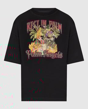 Palm Angels Чорна футболка Rest In Palm PMAA10DF25JER006