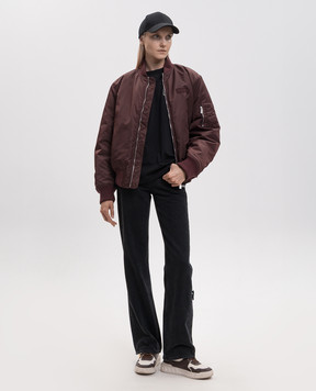 Off-White Бордовый бомбер с нашивкой логотипа 2FG00660T