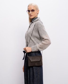 Brunello Cucinelli Темно-коричневый замшевый клатч с тиснением логотипа MWDLD2722P