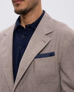 Brunello Cucinelli Синя хустка із шовку в тканий візерунок MX8740091