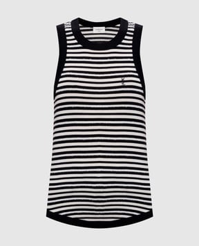 Saint Laurent Белый топ Cassandre в полоску 743660Y37KT