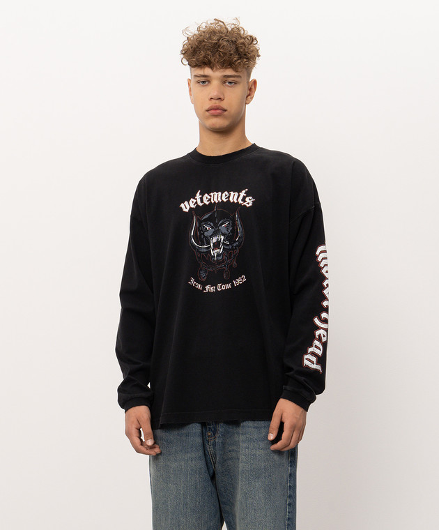 Vetements Чорний лонгслів з принтом MH27LS243B зображення 2