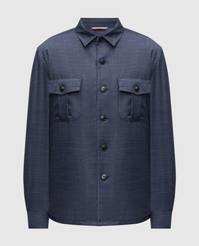 Canali Синя сорочка з вовни з емблемою AA0252431019