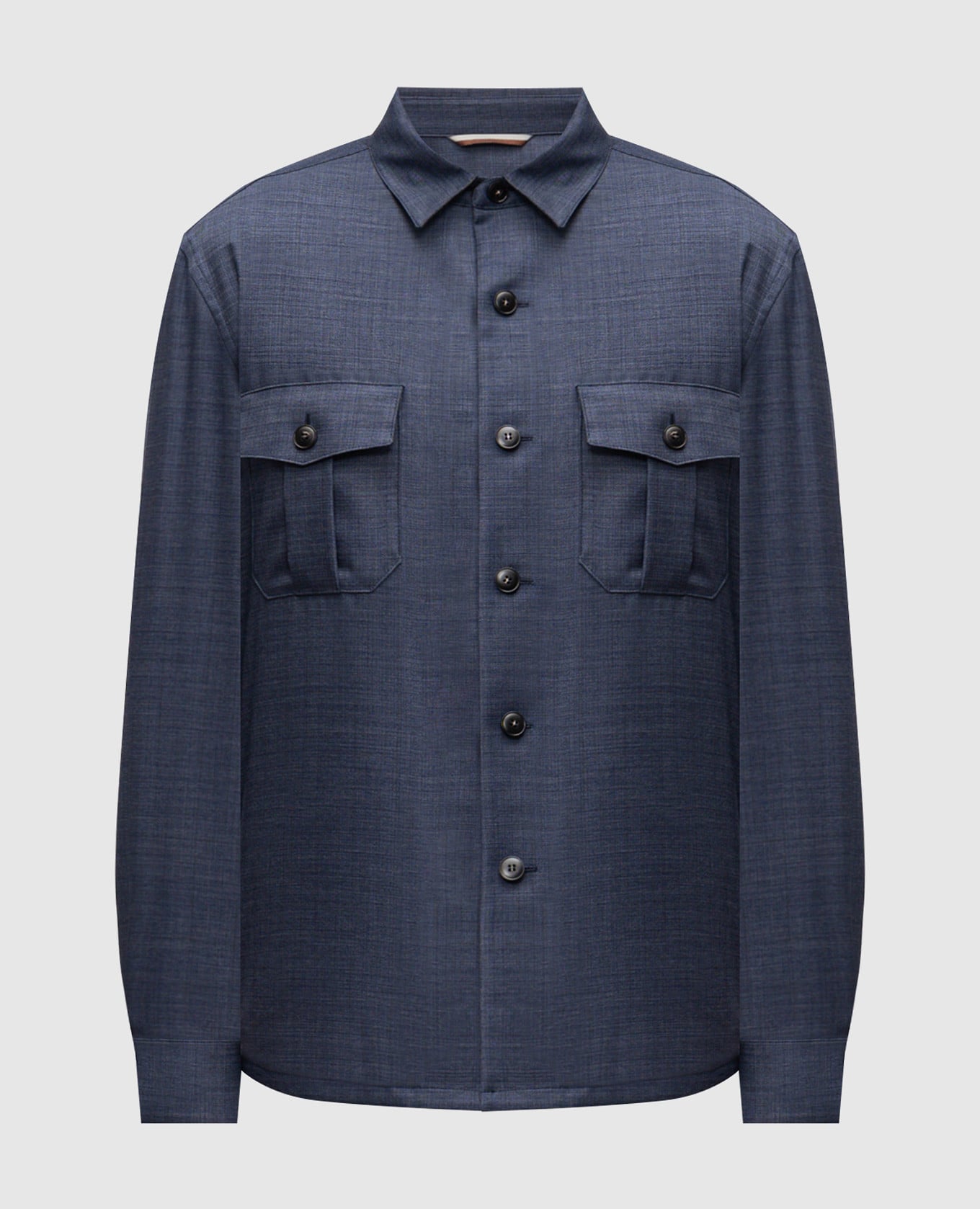 Синяя рубашка из шерсти с эмблемой