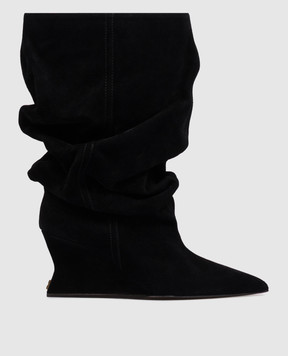 Balmain Чорні замшеві чоботи HN1TA181LCTA
