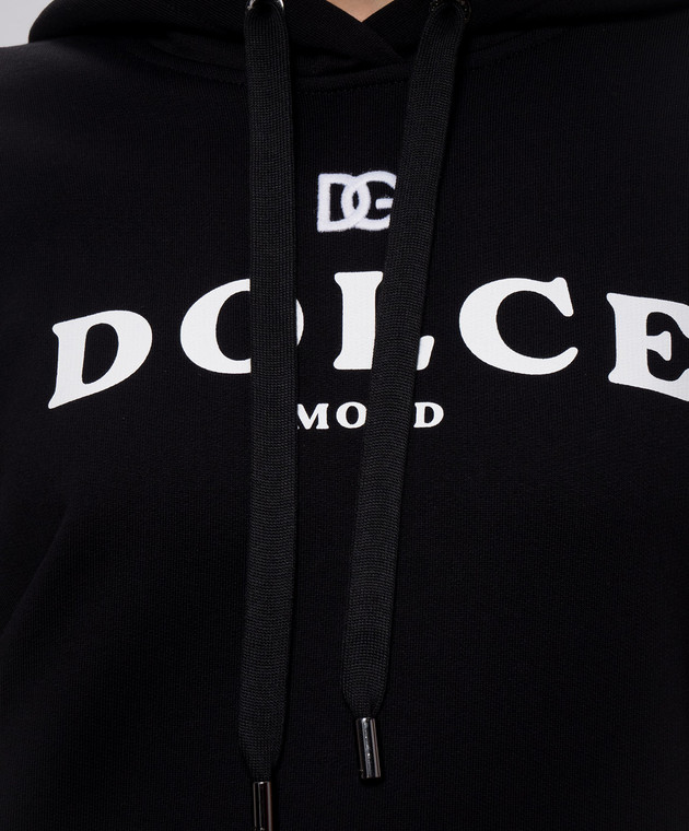 Dolce&Gabbana Чорне худі з принтом логотипа F9U75ZHU7P4 зображення 5