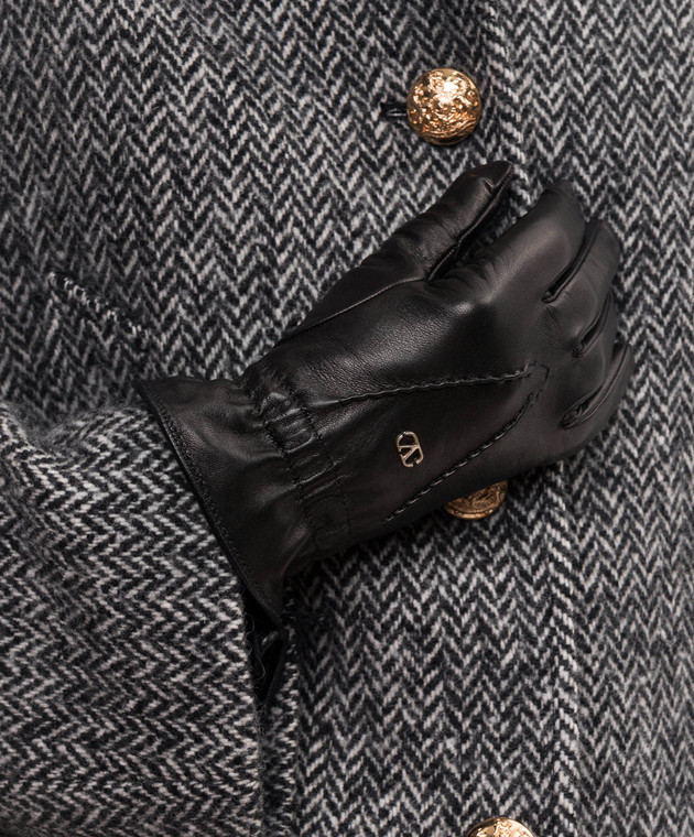 Valentino Черные кожаные перчатки 9W2GDA57CZV изображение 2