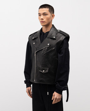 Ann Demeulemeester Чорний шкіряний жилет Faltin Perfecto B0013767LT137
