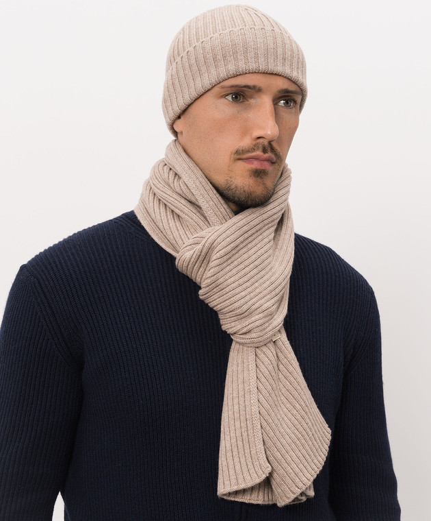 Cashmere&Whiskey Бежевый шарф из шерсти мериноса 140 изображение 2