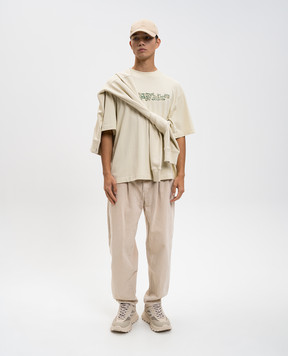 Off-White Бежева футболка Cloudy Arrow 44MAA120F5J00G