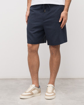 Iceberg Сині шорти з льоном з логотипом D0403625