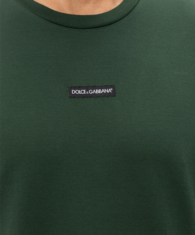 Dolce&Gabbana Зелена футболка з нашивкою логотипа G8PN9TG7QNP зображення 4