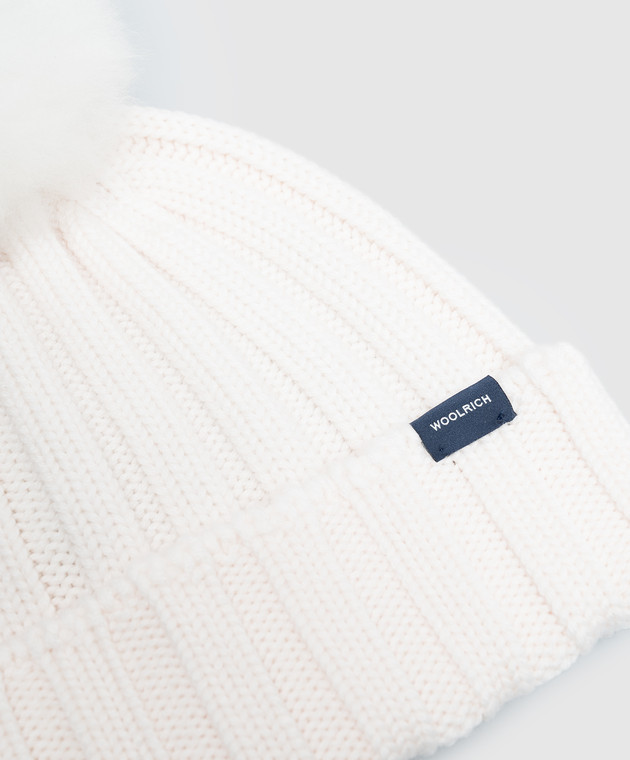 Woolrich Шапка кольору айворі з вовни з помпоном CFWWAC0163FBUF0428 зображення 3