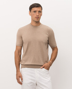 Bertolo Cashmere Бежева футболка з окантуванням 902204002056