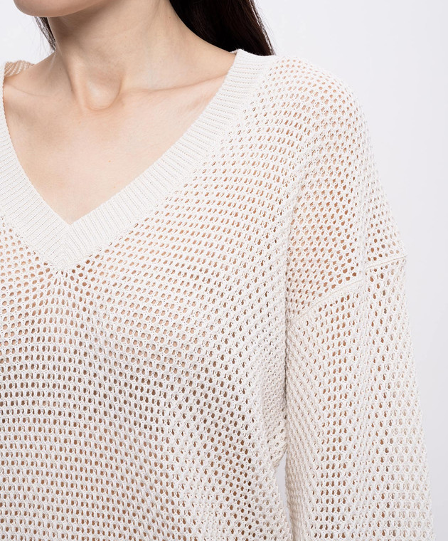Fabiana Filippi Ажурный пуловер цвета айвори с цепочкой мониль MAD276F481M156 изображение 5