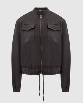 Kiton Темно-коричневый бомбер из шелка D59416K0977A