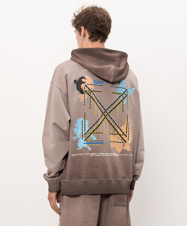 Off-White Коричневые худи Archi Geograpy Arrow 44MBB085F26F003 изображение 4