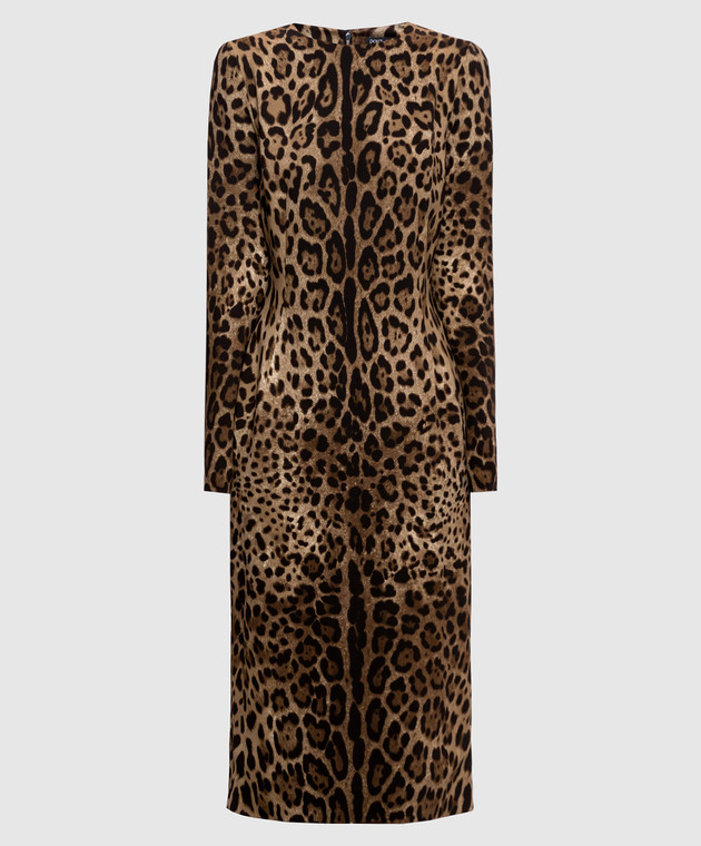 Dolce&Gabbana Коричневое платье в леопардовый принт F6GAVTFSRKY