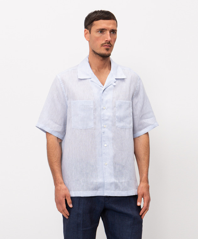 Herno Голубая рубашка из льна CM000031U17158 изображение 3