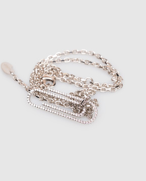 Off-White Серебристая цепочка с подвеской Paperclip с кристаллами OWOB146S26MET001