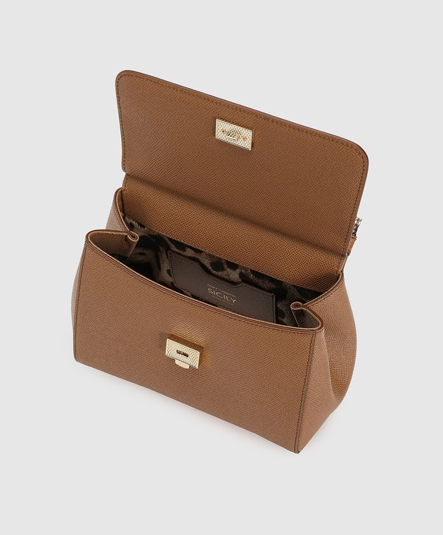 Dolce&Gabbana Коричнева шкіряна сумка Sicily BB6003B1001 зображення 5