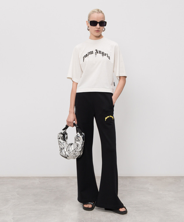 Palm Angels Футболка цвета айвори с принтом логотипа PWAA079S26JER004 изображение 2