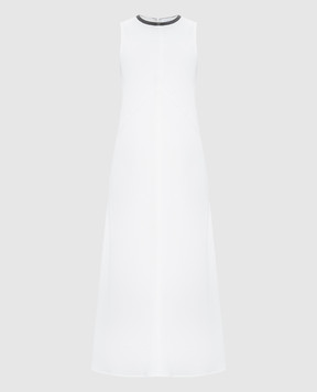 Brunello Cucinelli Біла сукня міді з льоном MH126AFR61