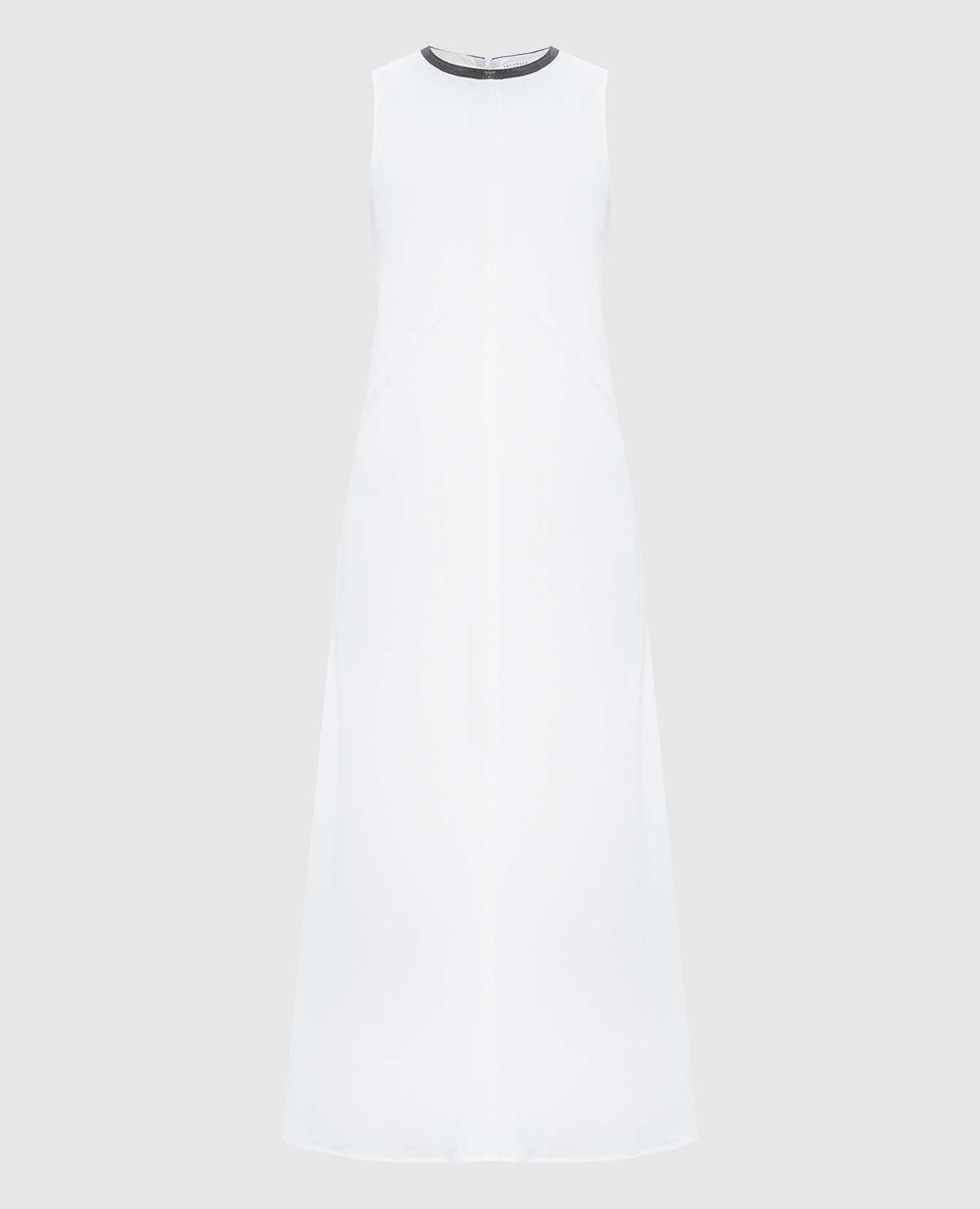 Белое платье миди с льном