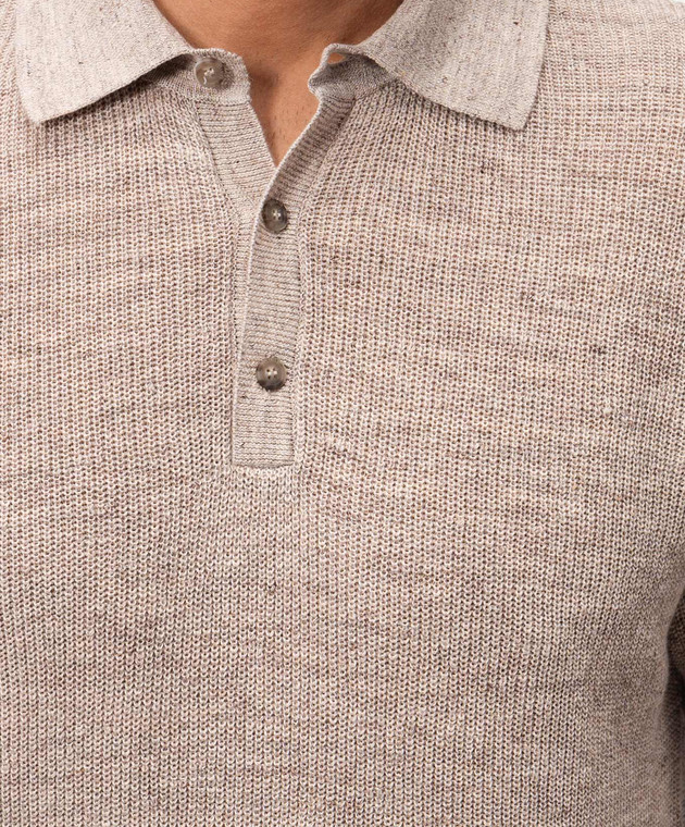 Peserico Бежевое поло с леном R59516F1209316 изображение 5