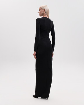 Balmain Чорна сукня з блискавкою максі HF1RR834JL05
