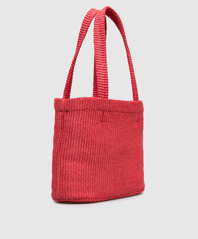 Jimmy Choo Красная сумка-тоут из рафии East-West BEACHTOTEEWMJYN изображение 3