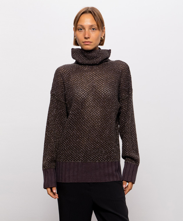 Twinset Коричневый свитер с люрексом 262TF3010 изображение 3