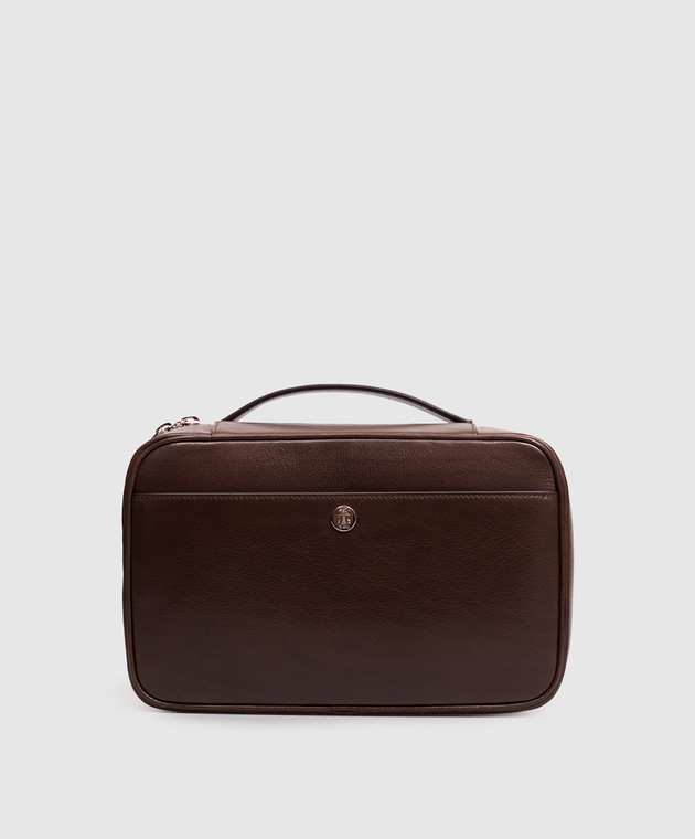 Brunello Cucinelli Коричнева шкіряна глянцева сумка Travel MWVEBU441