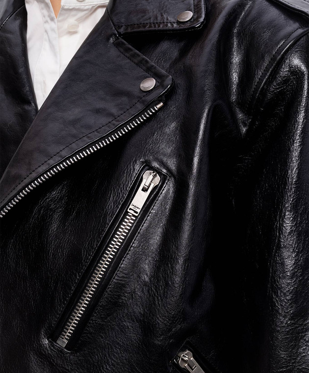 Saint Laurent Черная кожаная глянцевая косуха 865076YCUX2 изображение 5