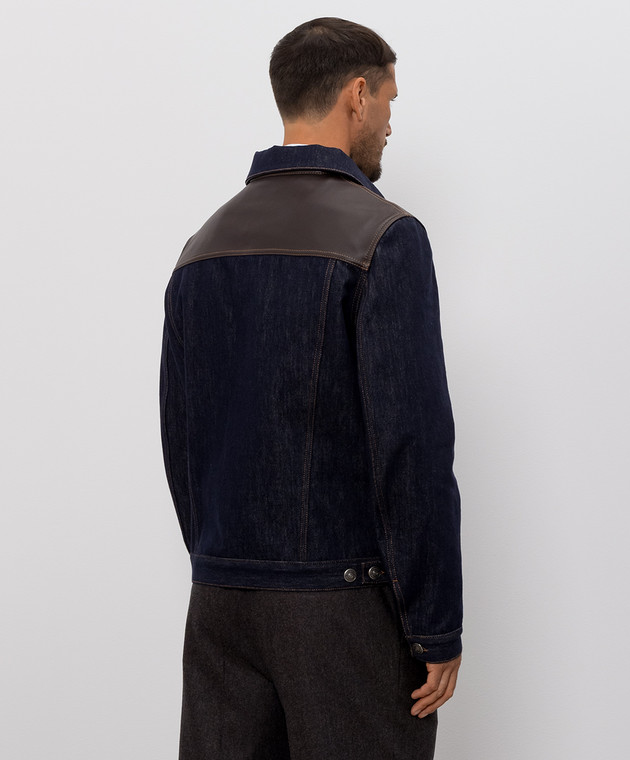 Brunello Cucinelli Синя джинсова комбінована куртка M233P6026 зображення 4