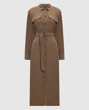 Max Mara Weekend Коричневое платье-рубашка STEMMA из шерсти STEMMA