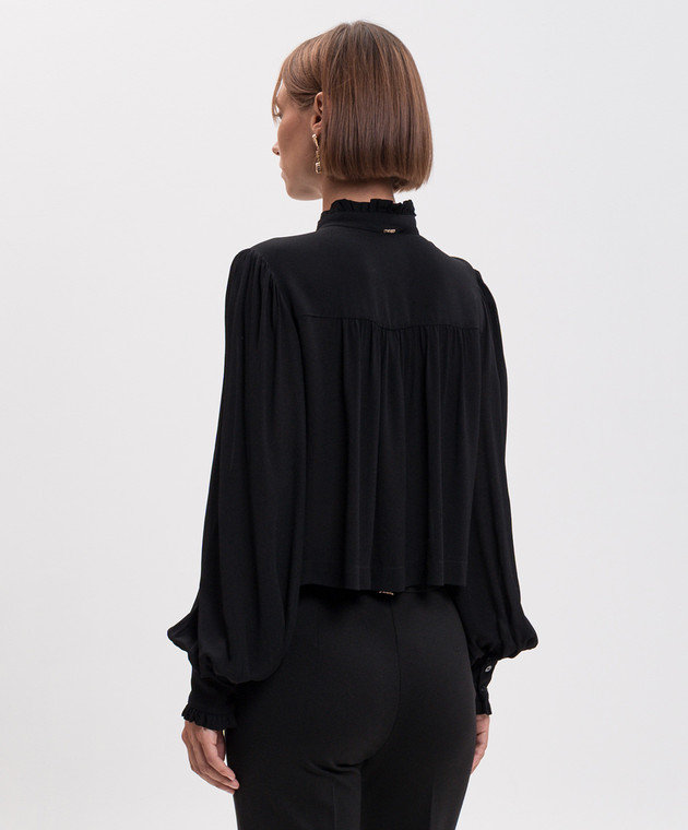 Twinset Черная блузка с металлическим логотипом 262TP2342 изображение 4