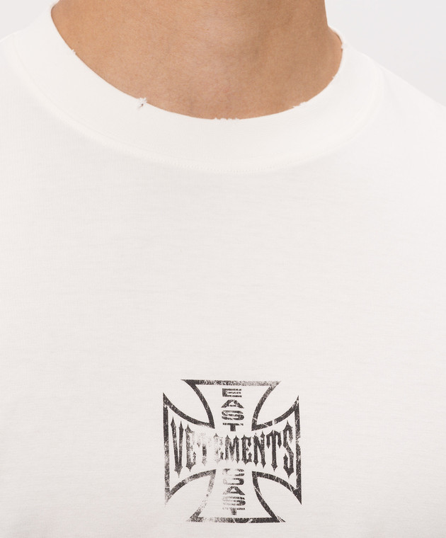 Vetements Футболка кольору айворі з принтом MH27TR196W зображення 5