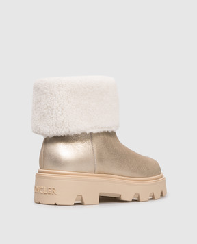 Moncler Золотисті шкіряні черевики Aurea Mid на хутрі K209B4F00070M7549